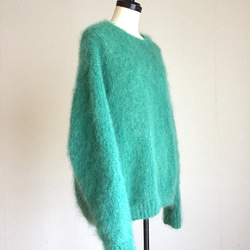 ふわふわ 大きめ　エメラルドグリーン モヘア（ウール）100%　　 2枚目の画像