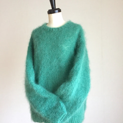 ふわふわ 大きめ　エメラルドグリーン モヘア（ウール）100%　　 4枚目の画像