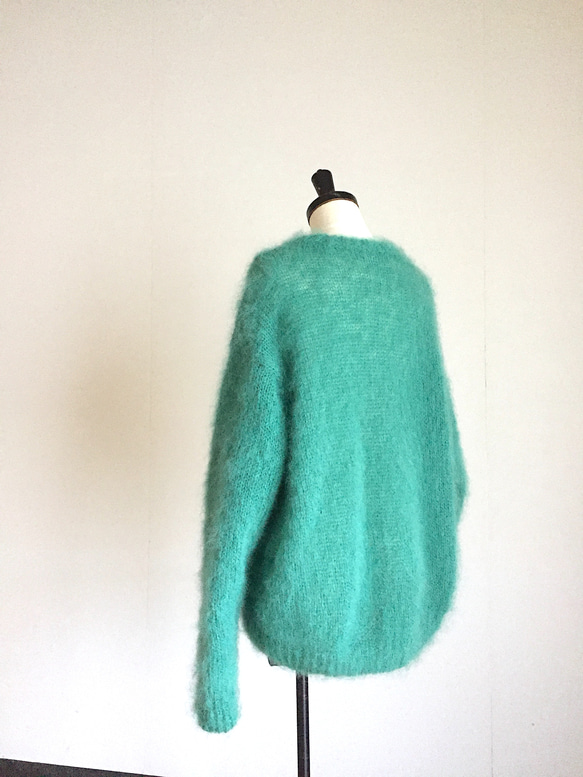 ふわふわ 大きめ　エメラルドグリーン モヘア（ウール）100%　　 3枚目の画像