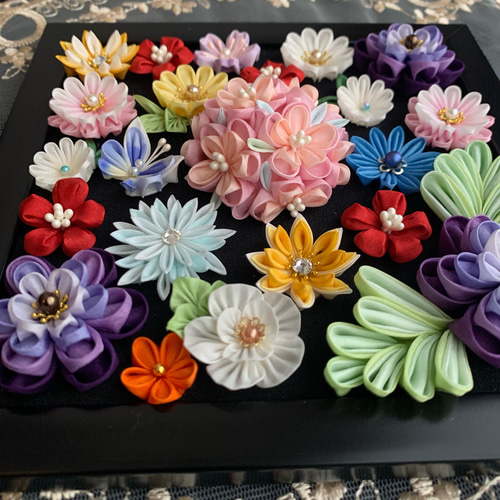 つまみ細工の額飾り プチギフト フラワーフレーム お花の写真立て 結婚