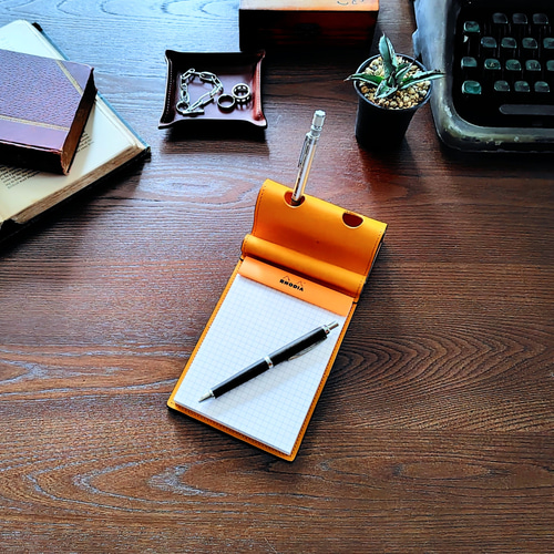 メモパッド付きペンスタンド】RHODIA N°13◇メモ帳◇ペン立て◇スマホ