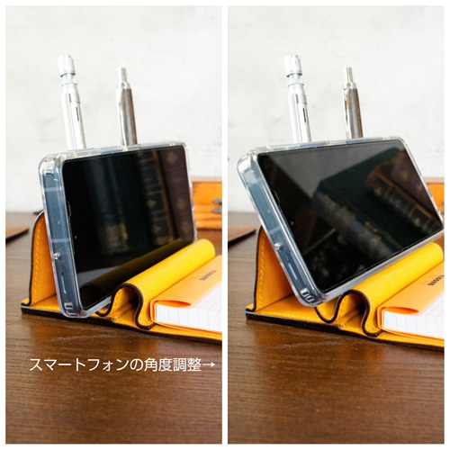 メモパッド付きペンスタンド】RHODIA N°13◇メモ帳◇ペン立て◇スマホ