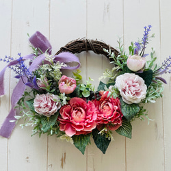 紫陽花リース ブルー紫陽花のリース 玄関ドアリース インテリア