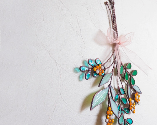 ステンドグラスのミモザのスワッグ スワッグ Unit Glass Studio 通販