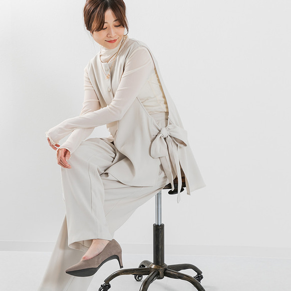 【全３色】洗えるセレモニーベスト サイドリボン ノーカラーAラインベスト 25038 3枚目の画像