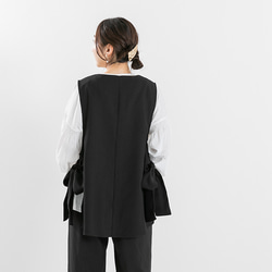 【全３色】洗えるセレモニーベスト サイドリボン ノーカラーAラインベスト 25038 8枚目の画像