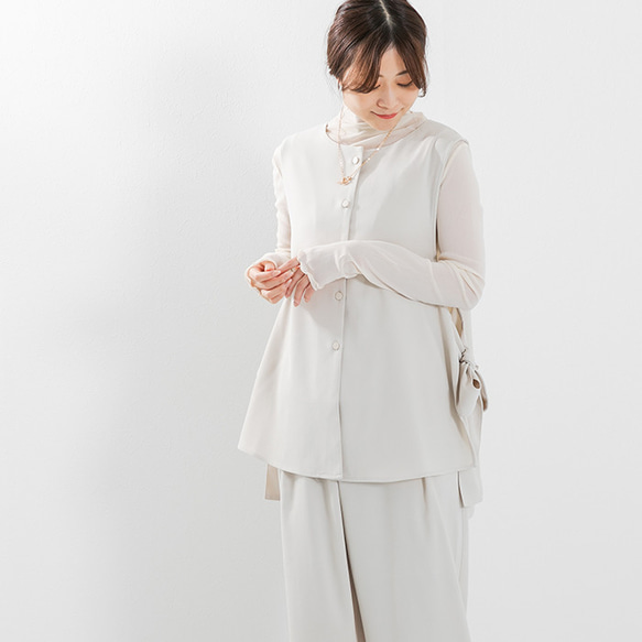 【全３色】洗えるセレモニーベスト サイドリボン ノーカラーAラインベスト 25038 14枚目の画像