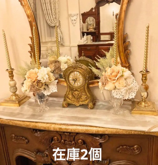 rococo White Rose goldcandleFlower arrangement handmade