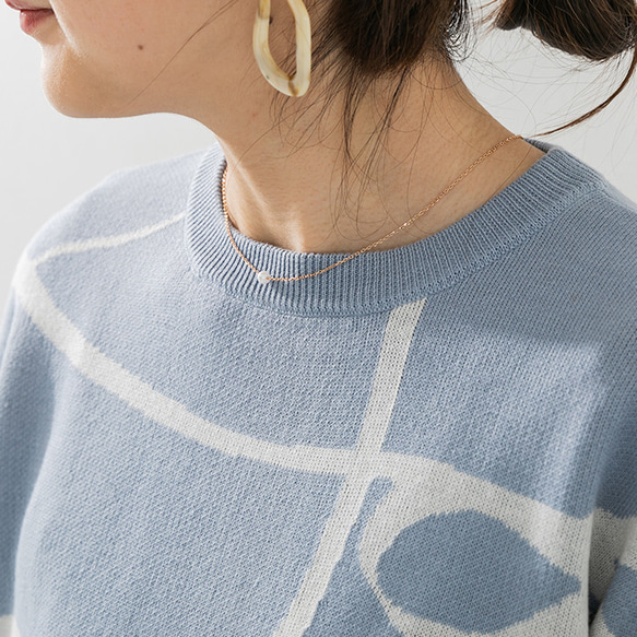 【全３色】これからの時期にオススメ！蒸れにくい綿混ニット 線描きリボン柄 25020 13枚目の画像