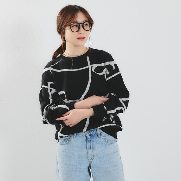 【全３色】これからの時期にオススメ！蒸れにくい綿混ニット 線描きリボン柄 25020 16枚目の画像