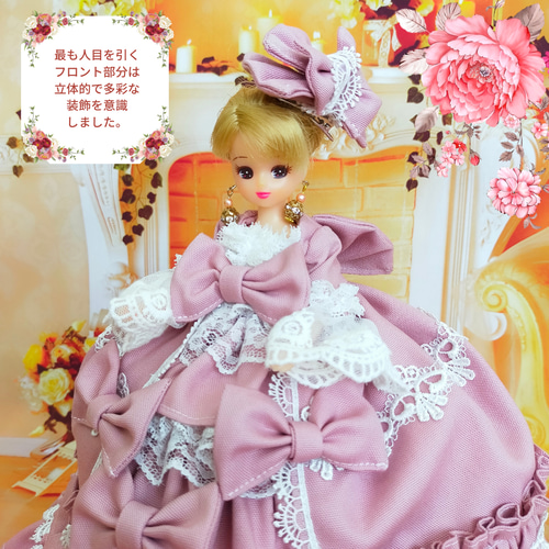 SD DDサイズ　ドール服　ディーラー様製作　ロココ調ドレス 送料無料 リカちゃんサイズ ロココ調ドレス 赤と黒の冬ドレス
