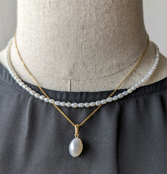 真珠ネックレス2本組