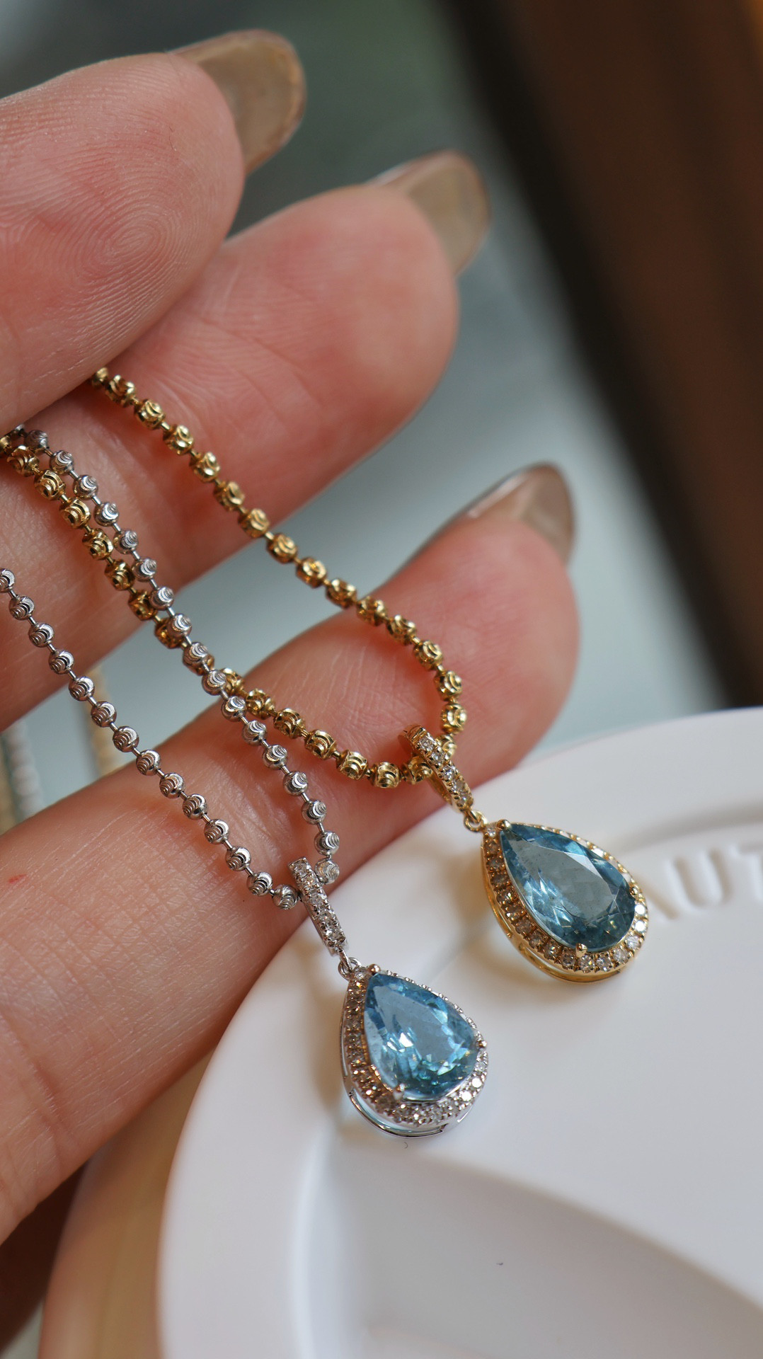 万能金具アクアマリンチャームk18