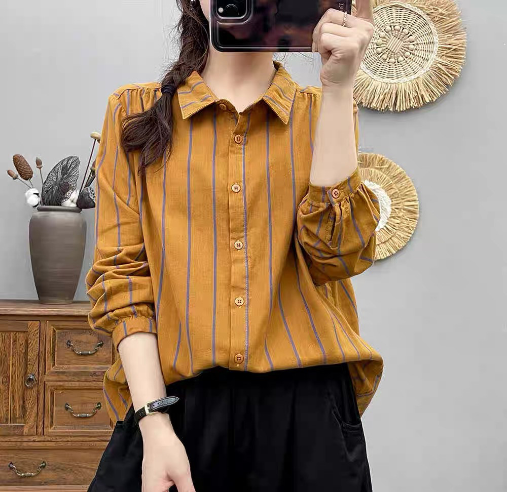 春・シャツ・コットン100%・トップス・吸汗速乾・秋