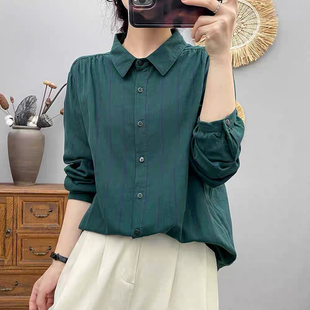 春・シャツ・コットン100%・トップス・吸汗速乾・秋