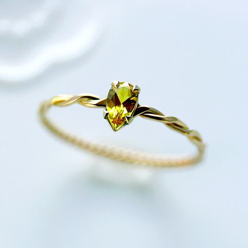 14kgf ヘリオドール（イエローベリル） ハーフインフィニティ リング