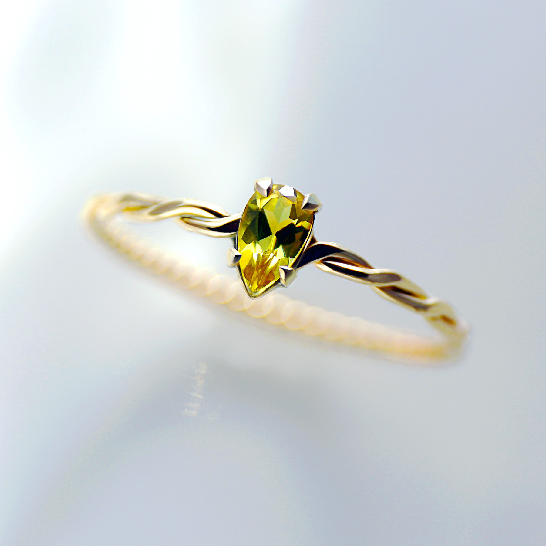 14kgf ヘリオドール（イエローベリル） ハーフインフィニティ リング 天然石