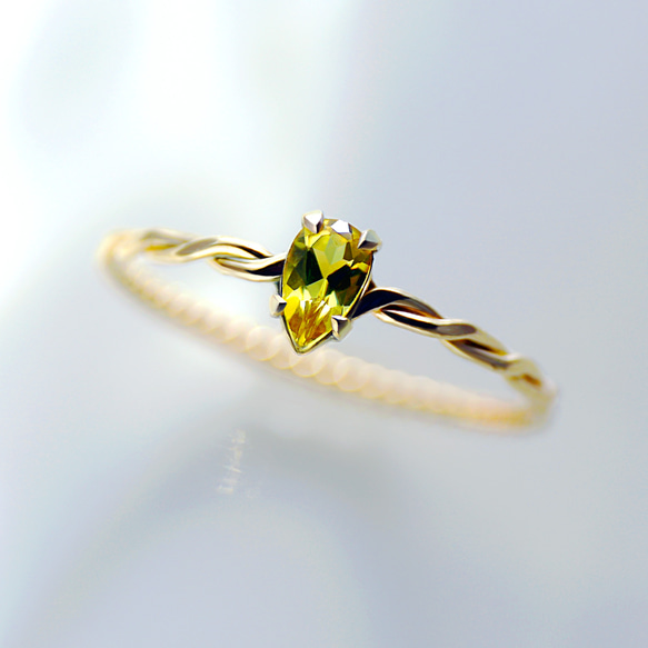 14kgf ヘリオドール（イエローベリル） ハーフインフィニティ リング