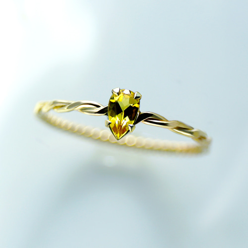 14kgf ヘリオドール（イエローベリル） ハーフインフィニティ リング