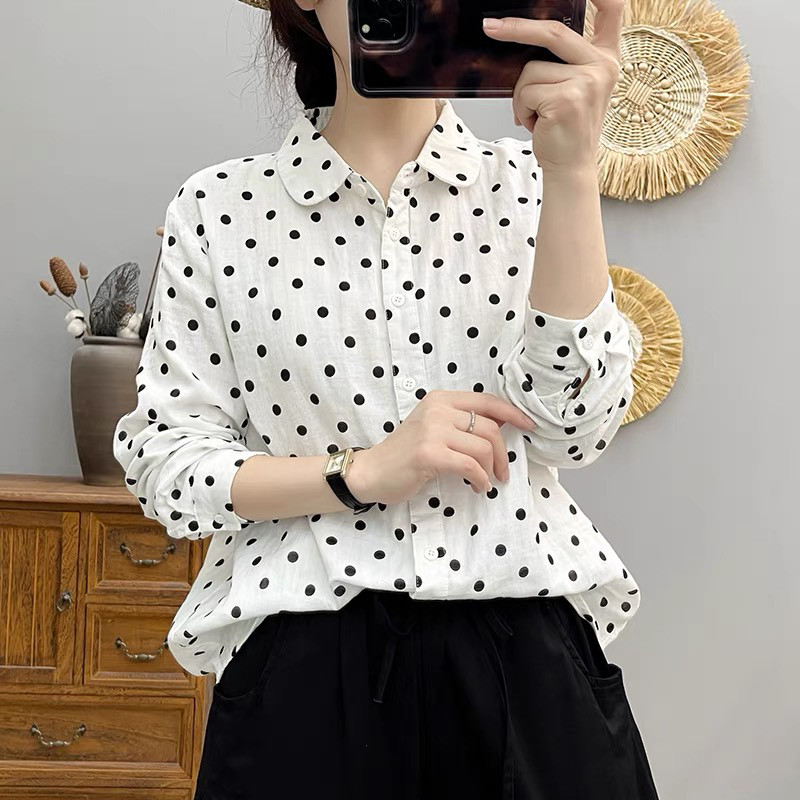 春・シャツ・コットン100%・トップス・吸汗速乾・秋