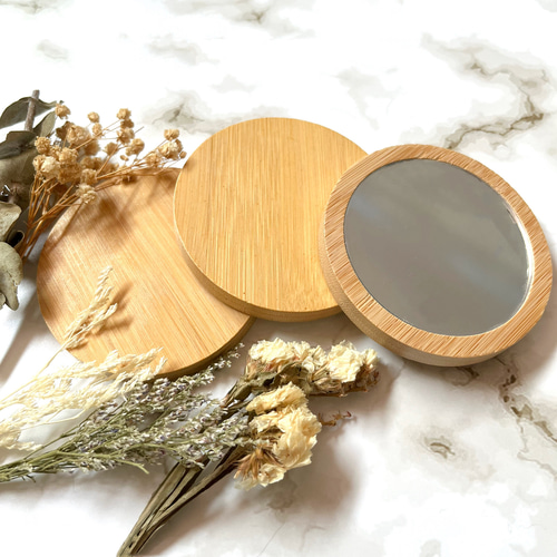 生ハムポーチエッグトーストプレート》 コンパクトミラー スマホケース