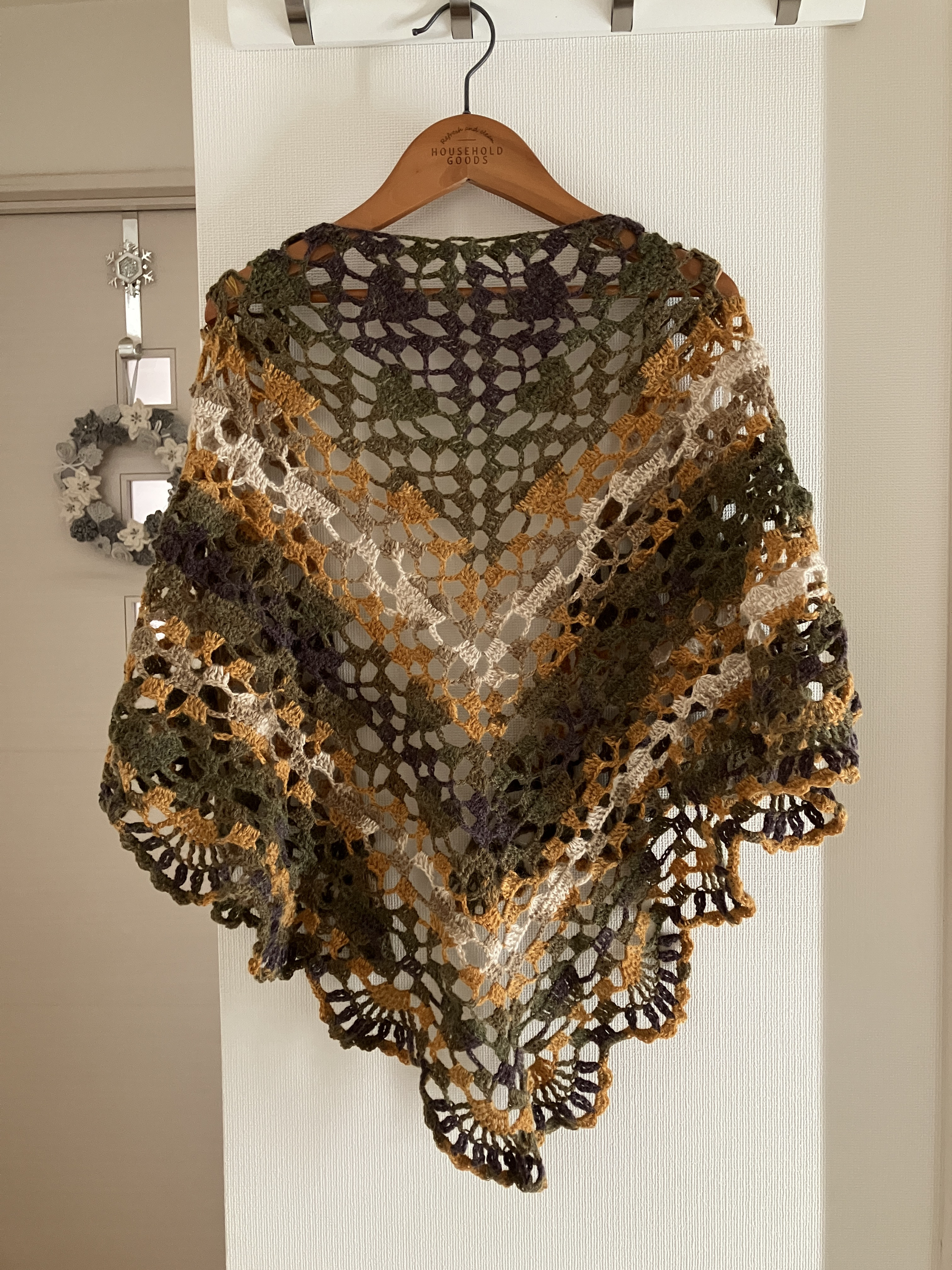 ★送料無料★自宅で洗濯OK★あったかウール混の三角ショール・バレエショール