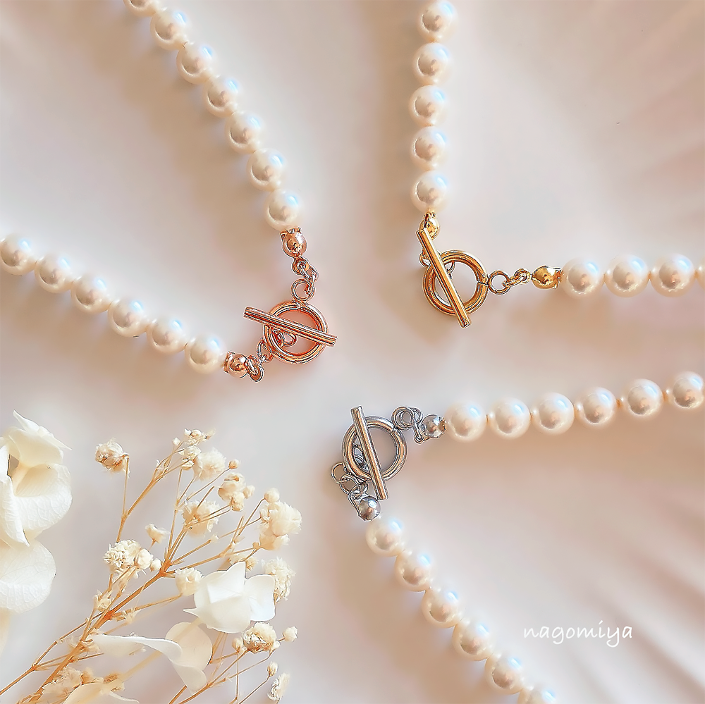 国産貝パール ネックレス フォーマル 3カラー 金属アレルギー対応