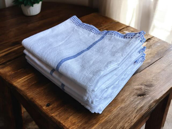 手紡ぎ手織り/93cm×170cm/ガムチャタオル/カディ/インド 1枚目の画像