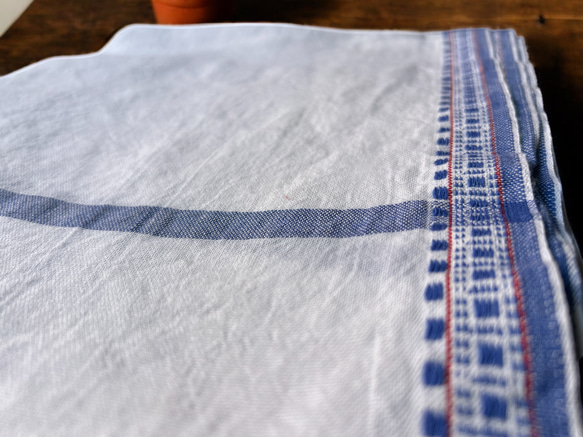手紡ぎ手織り/93cm×170cm/ガムチャタオル/カディ/インド 4枚目の画像