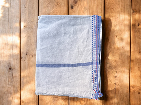 手紡ぎ手織り/93cm×170cm/ガムチャタオル/カディ/インド 2枚目の画像