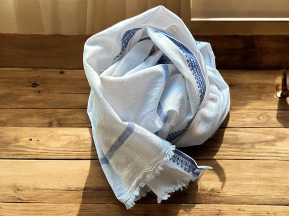 手紡ぎ手織り/93cm×170cm/ガムチャタオル/カディ/インド 6枚目の画像