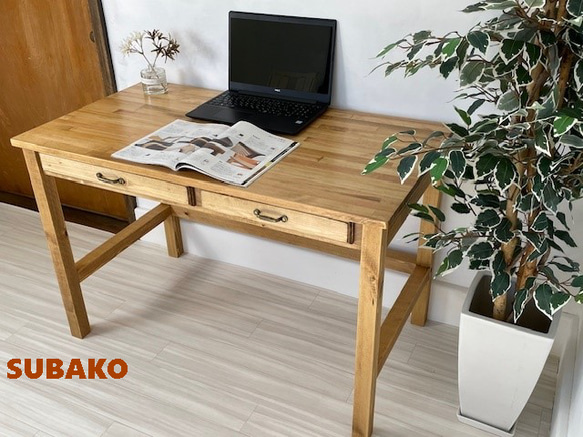 無垢材 ワークデスク 110×60㎝(22048) カラーオーダー ：素朴で