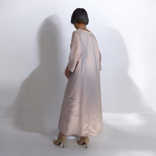 XL ,訪問着リメイク ワンピース ,和柄 正絹 シルク 着物リメイク