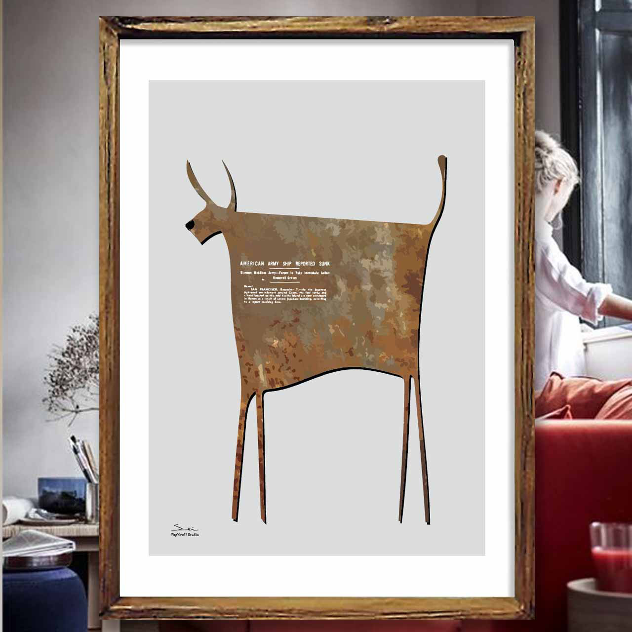 Iron plate 　牛　お気に入り8000件突破　イラスト　ポスター　A4〜A1　アート  アートポスター　3262