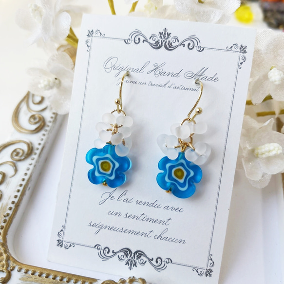 【400円】チェコビーズの可愛いピアスB783 ピアス（フック・チェーン） 花なななの花 通販 18801392｜Creema(クリーマ)