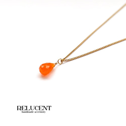 秋色AAAカーネリアンのオレンジカラー・カボションネックレス（14KGF