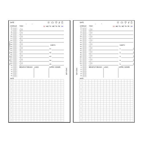 ミニ6 1日1ページ システム手帳リフィル M6 Mini6 ミニ6穴 デイリー