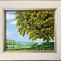 芝桜の咲く丘」アクリル画 原画 キャンバス SSMサイズ 風景画