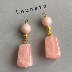 春ピアス パールピアス ピンクアクリルビーズ 小ぶりピアスプチプラ 