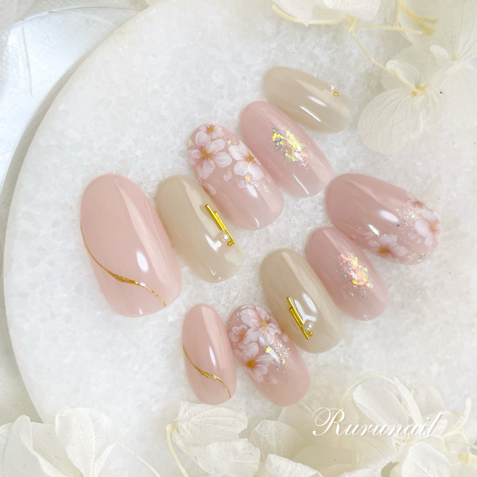 桜ネイルチップ/フラワー/大人可愛い/春/ピンク/シンプル/278