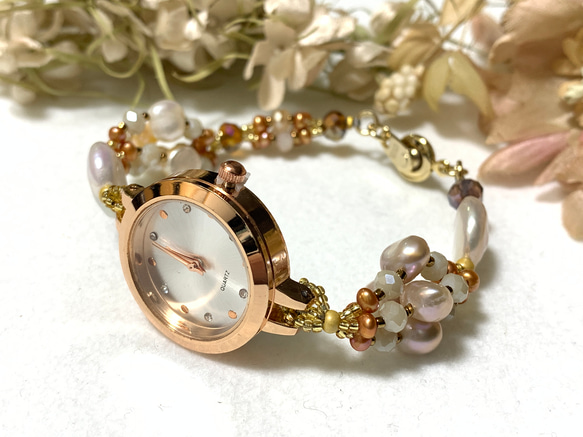 【★安心の定価販売★】 ete エテ ゴールド×淡水パール（Watch 2連パールベルトウォッチ 時計