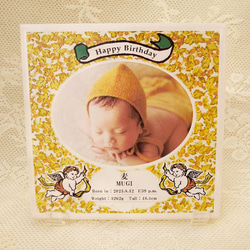 誕生記念プレート　タイルプレート仕様　写真と誕生データをタイルに高温焼成プリント　100年経っても色落ちしません 2枚目の画像