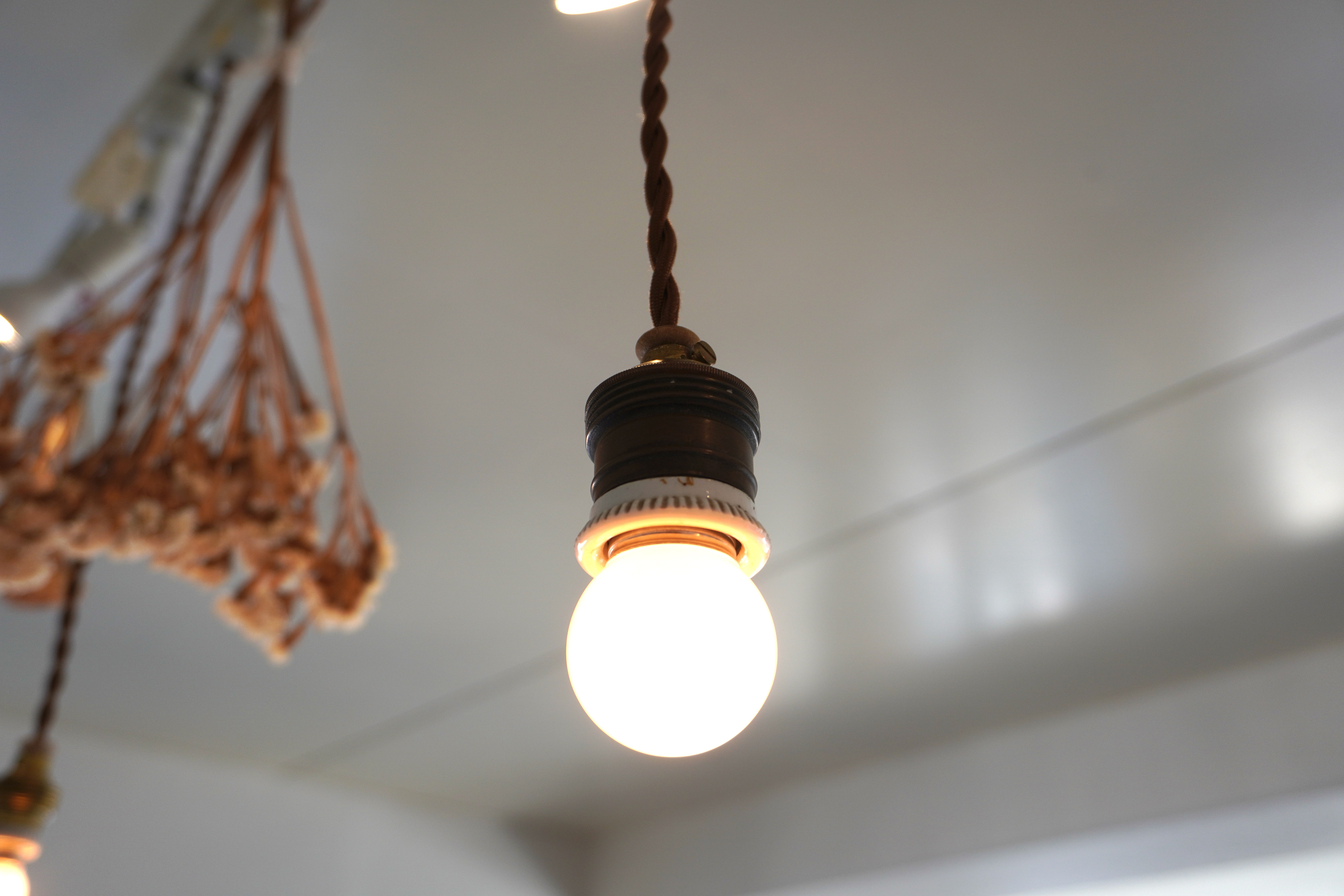 アンティーク ソケットランプ　■真鍮/ペンダント/照明/ライト/木製　B123