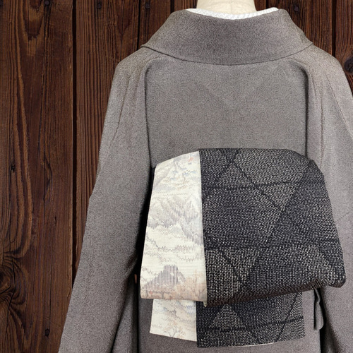 着物反物* 大島紬 大人の兵児帯 半幅帯 長尺470cm ハンドメイド
