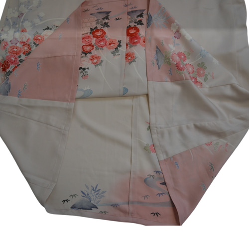 3XL 着物リメイク, 牡丹柄の訪問着,上品ワンピース 着物 おうんちゃん