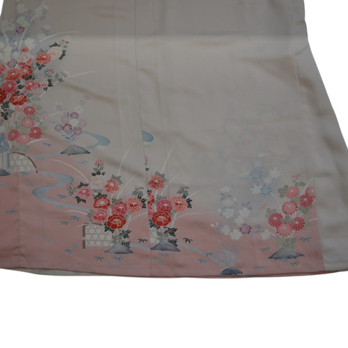 3XL 着物リメイク, 牡丹柄の訪問着,上品ワンピース 着物 おうんちゃん