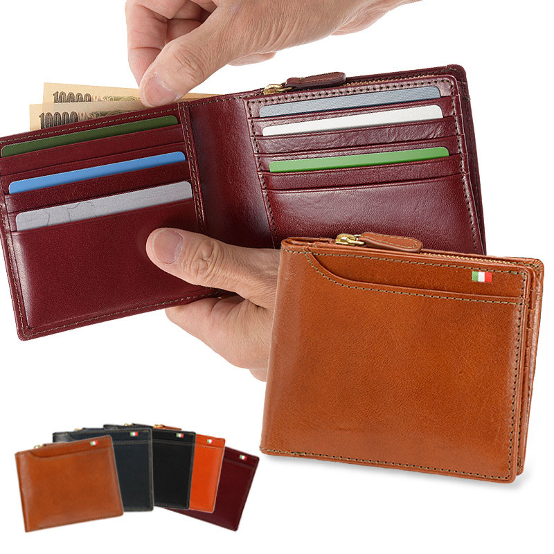 ミラグロ イタリアンレザー・23ポケット 二つ折り財布 小銭入れ付き 多機能 ヌメ革 MILAGRO[CA-S-572]