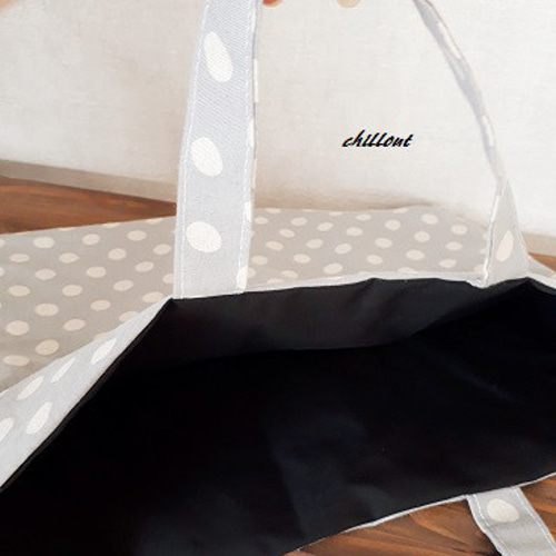 ソフトリネン】入園バッグ5点セット：ドット：ブルーグレー【0476