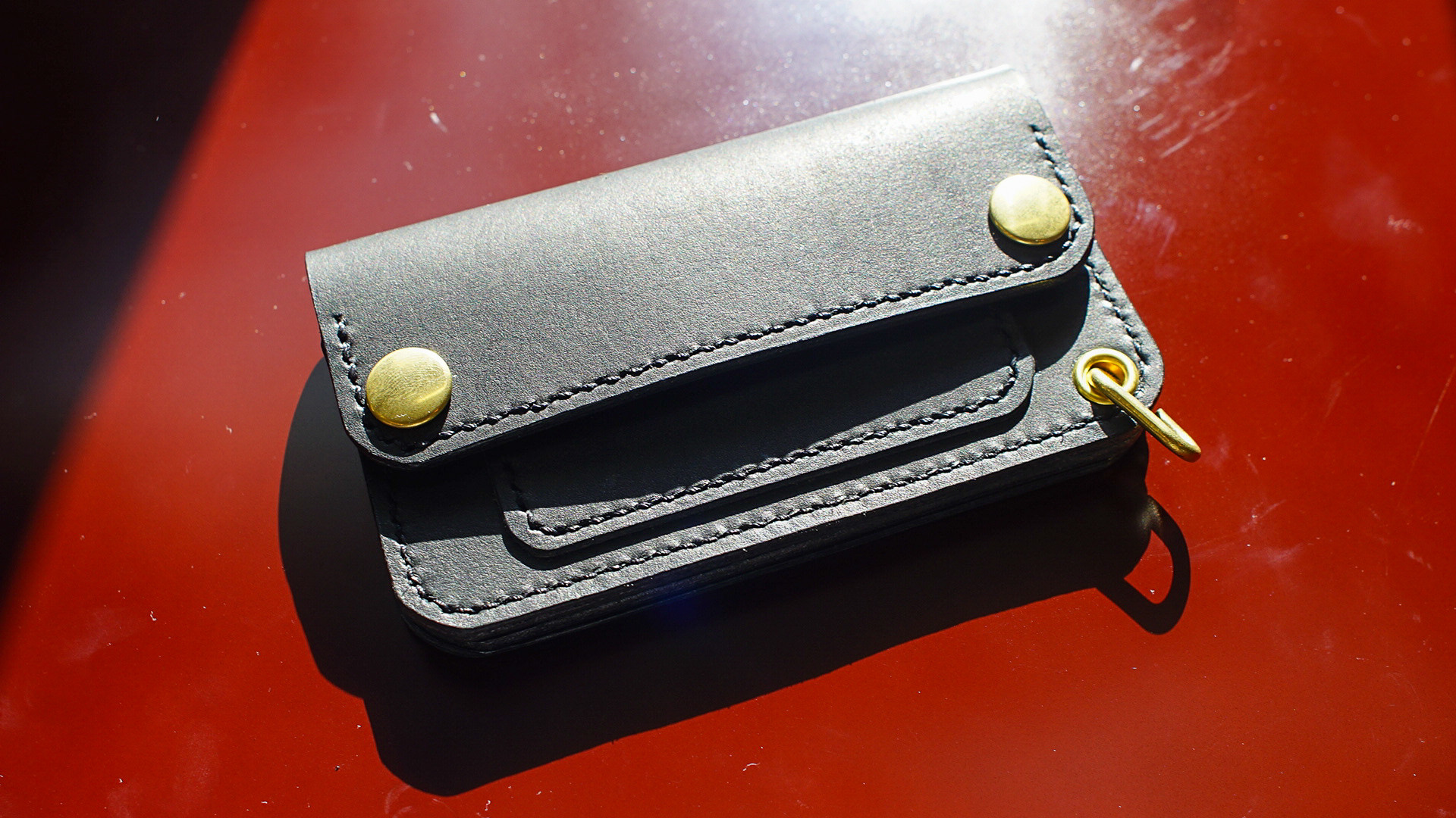 ミドル トラッカーウォレット 姫路レザー タンニン鞣し 姫路レザー トラッカーウォレットミドル 本革 手縫い 国産本革