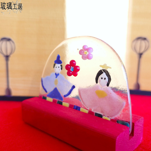 アンティーク新品レトロなガラスのお雛様　粋工房作品・桃の節句 博多びーどろ 粋工房 ガラスのお雛様 ガラス製 置物 GN-06 山崎真一作